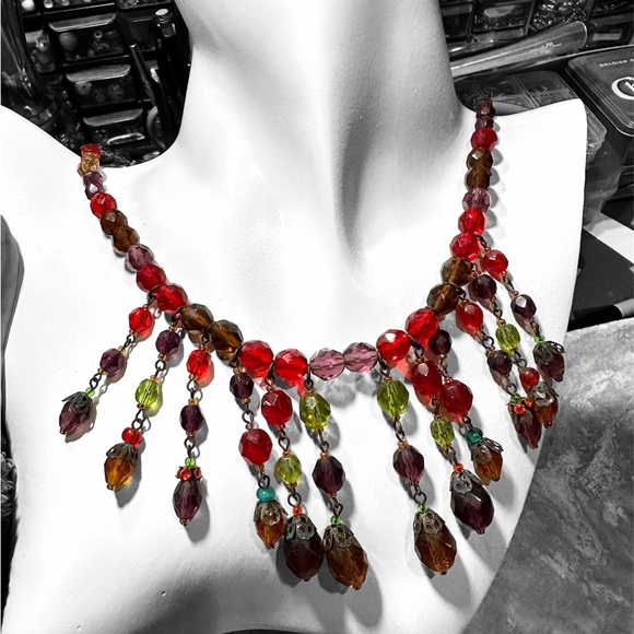 The sale is for two glass beaded necklaces, dangle style choker - Picture 6 of 6